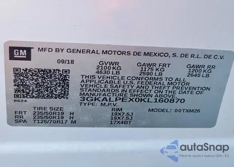 2019 GMC Terrain Slt from USA, damaged, VIN 3GKALPEX0KL160870
